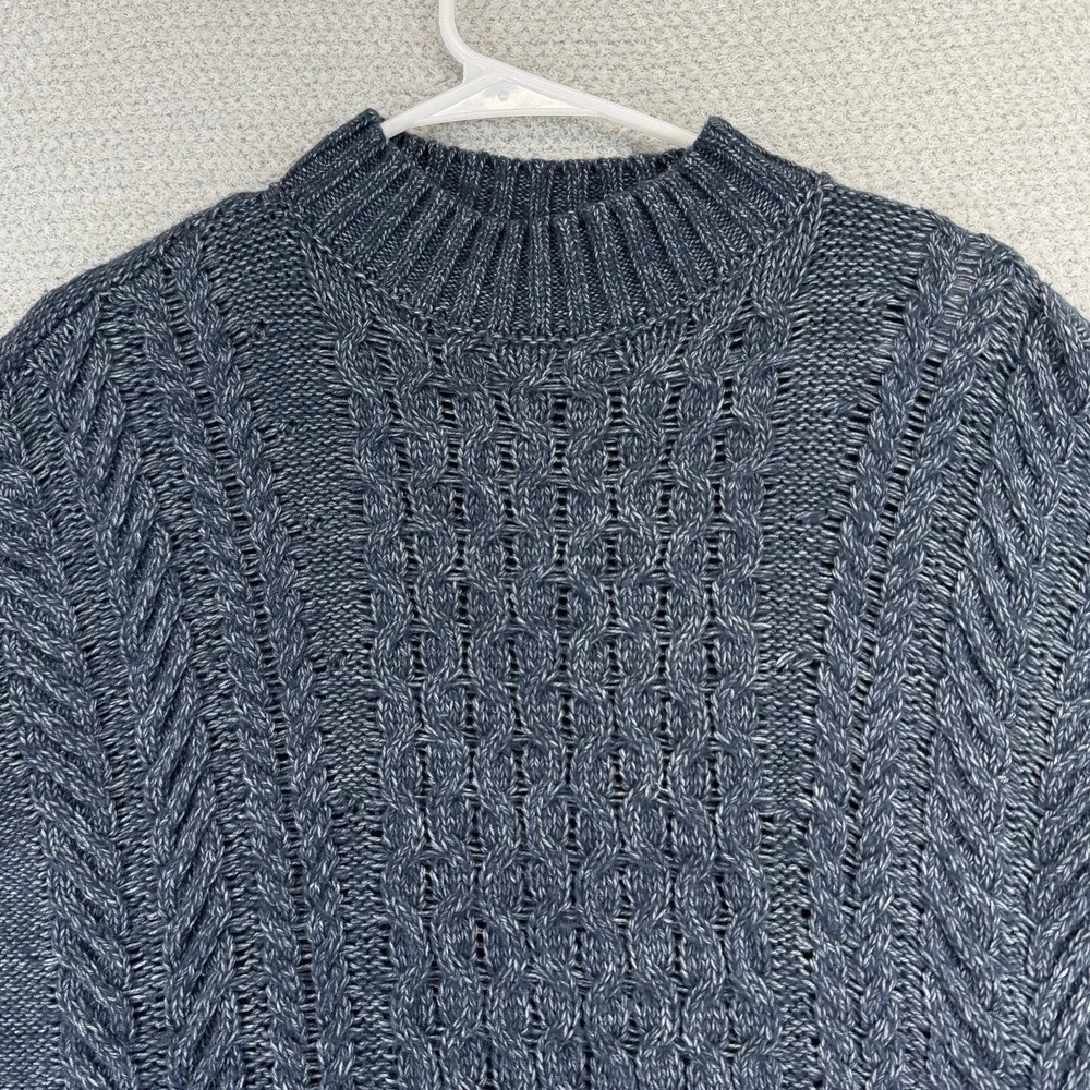 Banana Republic Cable Knit Sweater Mens Medium Blue Knarl Fisherman Preppy